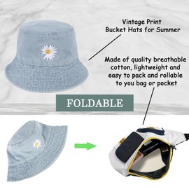 Keho Bucket Hats Women - Reversible Cotton Summer Beach Sun Hats Foldable Fisherman Hat for Travel Beach Hiking UK