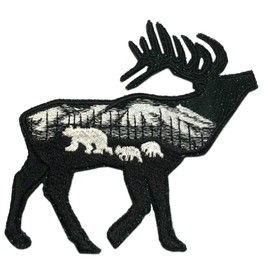 Elk 5" Embroidered Patch DIY Iron or Sew-on Decorative Souvenir Applique Wander Nature Wildlife Bears Wolves Hike Trek Camping Explore National Parks Mountains Stars Moon Paw Print Buffalo Scout Guide