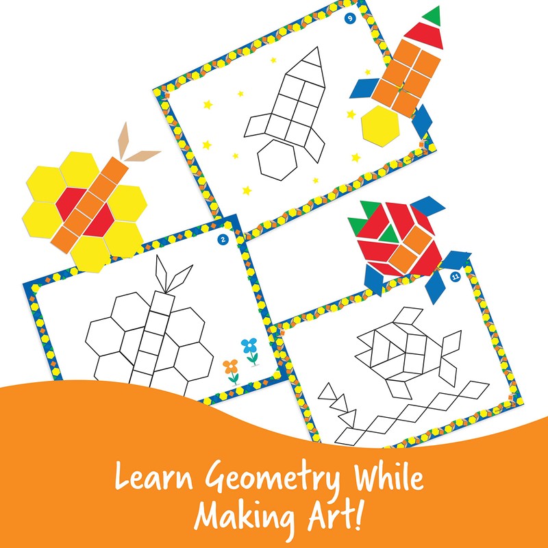 Learning Resources Pattern Block Activity Set, 20 Double-Sided Cards, Ages