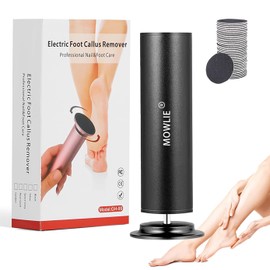 MOWLIE Electric Foot Callus Remover,MOWLIE Electric Foot Care Tools with Speed Controller and 60pcs Replacement Sandpaper Disk for Men Women Dead Dry Crack Skin Calluses (Black)