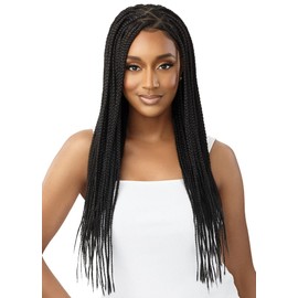 Outre 13x4 Hand Tied Lace Frontal Wig - KNOTLESS TRIANGLE PART BRAIDS 26" (DR Burgundy)