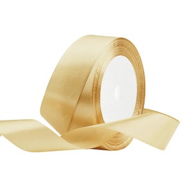 Gold Satin Ribbon, 1 Inches x 25 Yards Solid Fabric Ribbons for Gift Wrapping, Flower Bouquet, Crafts and Wedding Party Decoration