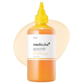 medicube Tónico suavizante de cúrcuma de ácido kójico para rostro y cuerpo, tóner ligero para equilibrar el tono y la textura desiguales de la piel, niacinamida, ácido glicólico para piel de vidrio