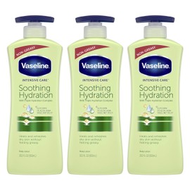 Vaseline Intensive Care hand and body lotion For Dehydrated Skin Soothing Hydration Dry Skin Lotion With 100% Pure Aloe Extract 20.3 oz 3 count
