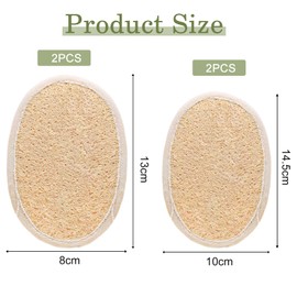 Natural Loofah Sponge Exfoliating Body Scrubber, 4 PCS Exfoliating Sponge, Exfoliating Loofah Sponge Shower Body Exfoliator Scrubbing Pads Skin Bath Loofah for Women Men