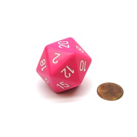 Pink Opaque Die with White Numbers D20 34mm (1.34in) Pack of 1 Chessex