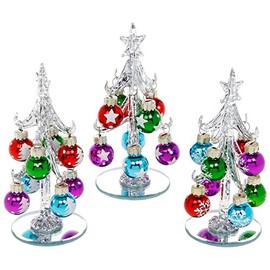 Decorated Silver Christmas Tree Small with Baubles by Shudehill