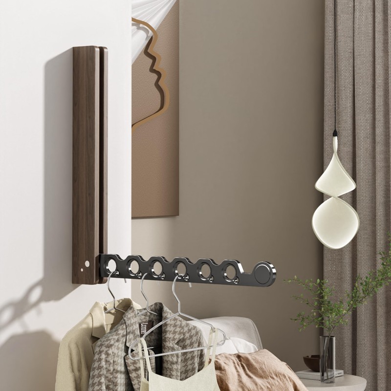 dancrul Natural Wood Folding Clothes Hanger Rack for Laundry Room,