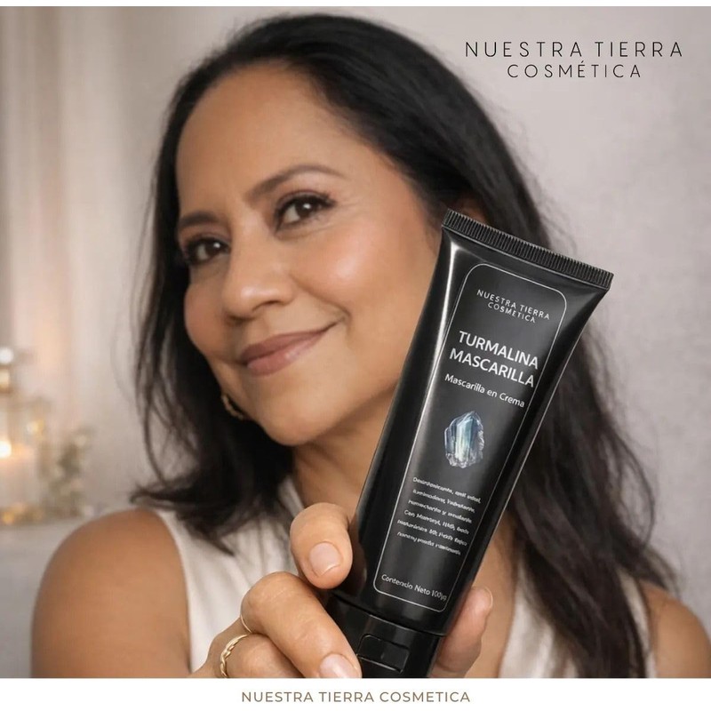 Nuestra Tierra Cosmética Mascarilla Turmalina en Crema, Desintoxicante, Iluminadora y