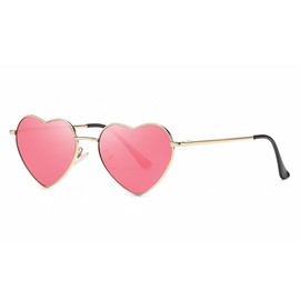 Musivon Heart Sunglasses Women's Polarised Vintage Festival Heart Shape Sunglasses Hippie Glasses, pink