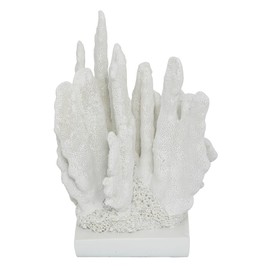 Deco 79 Polystone Coral Decorative Sculpture Home Decor Statue, Accent Figurine 7" x 6" x 10", White