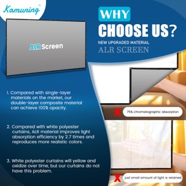 KAMUNING 120 inch Gray ALR Projector Screen, 4K Movie Projector Screen,16:9 HD mini Home Theater Movie Screen, Suitable for Bedroom,Yard, Camping, Spontaneous Movie Night or Road Trip