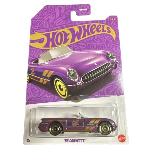 Hot Wheels '55 Purple Corvette, 57th Anniversary 4/6, 1:64 Scale