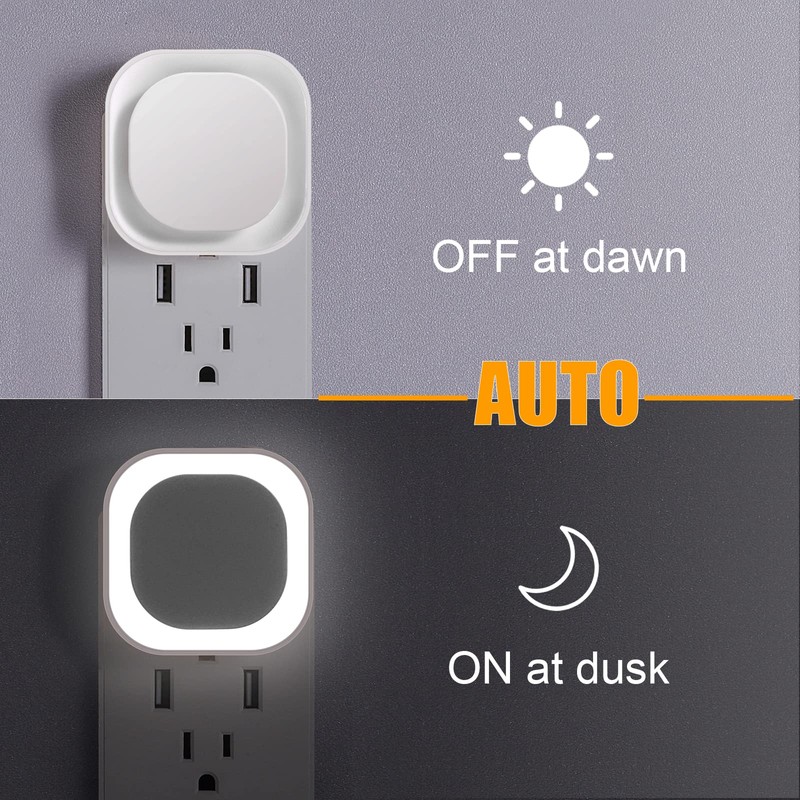YUNLEX 2 Pack Plug in Dimmable Night Light, Auto Dusk