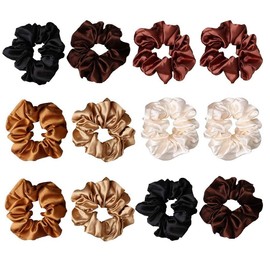 nuoshen 12 Pieces Scrunchies, Elastic Satin Scrunchy Silk Scrunchies for Women Girls Hair Accessories
