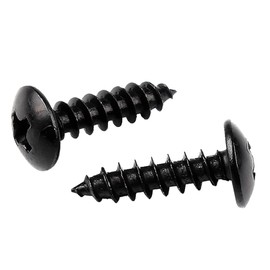 HanTof 125 Pcs Small M3 x 8/10/12/16/20mm Black Truss Head Phillips Wood Screws, Mushroom Head Sheet Metal Screws, Fast Self Tapping Screws for Furniture Cabinet, Type A Point, Hardened Carbon Steel