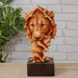 Widdop NATURECRAFT WOOD EFFECT RESIN FIGURINE - LION & CUB