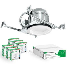 MW MWLIGHTING 6 Pack 6 Inch Shallow New Construction Recessed Lighting Housing + 6 Inch Can Lights,1000LM,5CCT,Recessed Housing with TP24 Connector and Recessed Can Lights,UL,ETL Listed