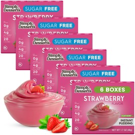 Simply Desserts Strawberry Instant Pudding, Sugar-Free, 6-Pack – Healthy Dessert, Keto Snacks, Vegan & Diabetic-Friendly, Kosher, 1.7 Oz Ea