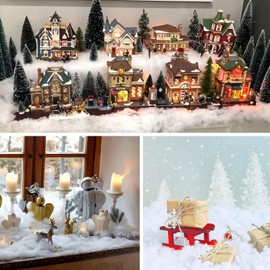 Christmas Fake Snow Decoration,White Artificial Snow Cotton Fluffy Fake Snow for Mantle Village,Nativity Set,Christmas Tree Decor,Flame Resistant Blankets for Crafts Winter Decorations 5.6 Oz (1 Bag)