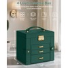 AKOZLIN 4-Tier Jewelry Box Leather Jewelry Storage Organizer with 3