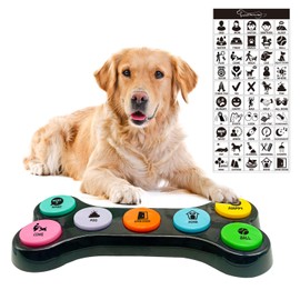 Dog Buttons for Communication with Sticker,7 in 1 Voice Recording Button,Dog Talking Buttons,Pet Buttons,Dog Training & Behavior Aids,Train Your Dog to Voice What They Want