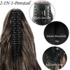 HENSLEELY 22Inch Claw Wavy Ponytail Extension Black to Brown Long