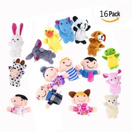 Xrten 16pcs Finger Puppet Toy for Baby, Velvet Hand Puppet Set, Educational Toy