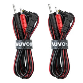 AUVON 2 x TENS Unit Electrode Lead Wires, Premium Lead Wires with Soft TPE Material for 40,000+ Bends, Universal and Compatible with Most TENS Unit Muscle Stimulator 2mm Pin TENS Pads