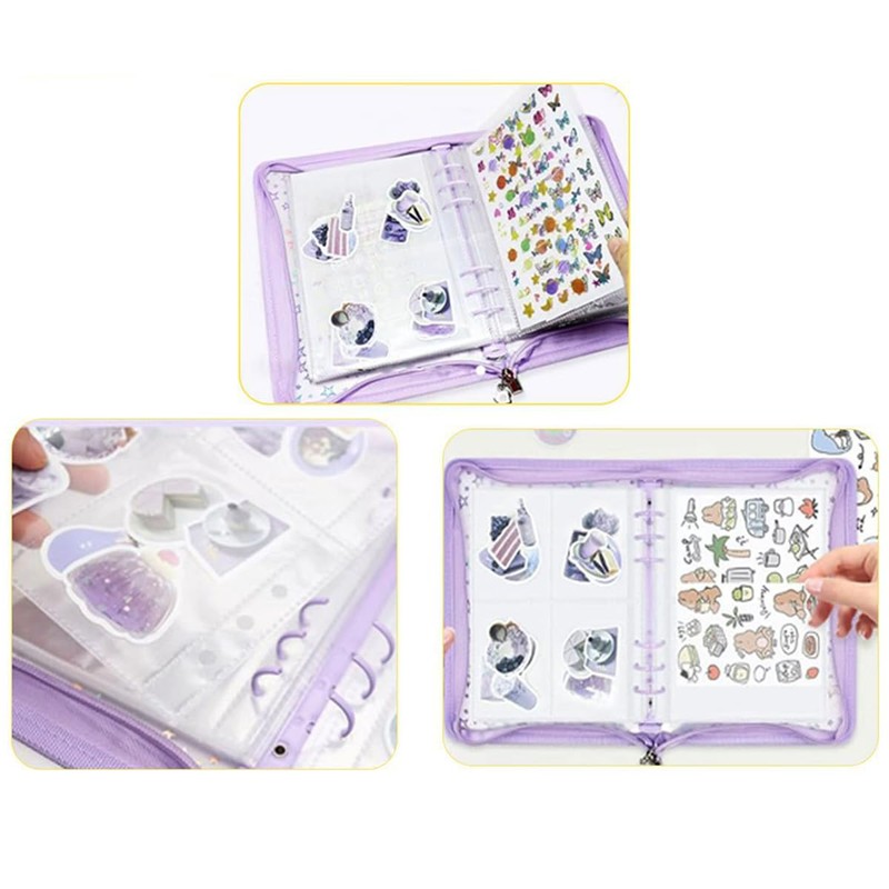Sealing Notebook, Transparent A5, Storage Binder, 6 Holes, 4 Pockets,