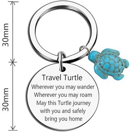Travel Turtle Keychain,Travelling Gifts,Cute Turtle Keychain Keyring Pendants Good Luck Charm Christmas Xmas Gifts for Women Men - Tortoise Key Rings Gift for Her Sister BFF Best Friends Colleague