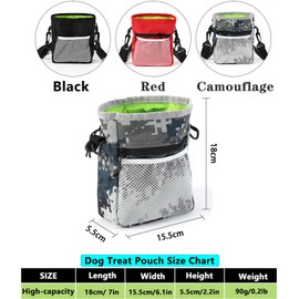 Gliitatu Dog Treat Pouch Built-in Poop Bag Dispenser and Training Clicker and Collapsible Bowl and Poop Bag 4Pack Dog Training Kit for Pet Training with Clip, Adjustable Strap (Camouflage)