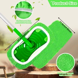 Pack of 8 Wipes Reusable for Sweeper Mop, Wet and Dry Broom Towels with 1 Piece Mesh Bag, Washable Replacement Cover, Suitable for All Types of Floors, Green