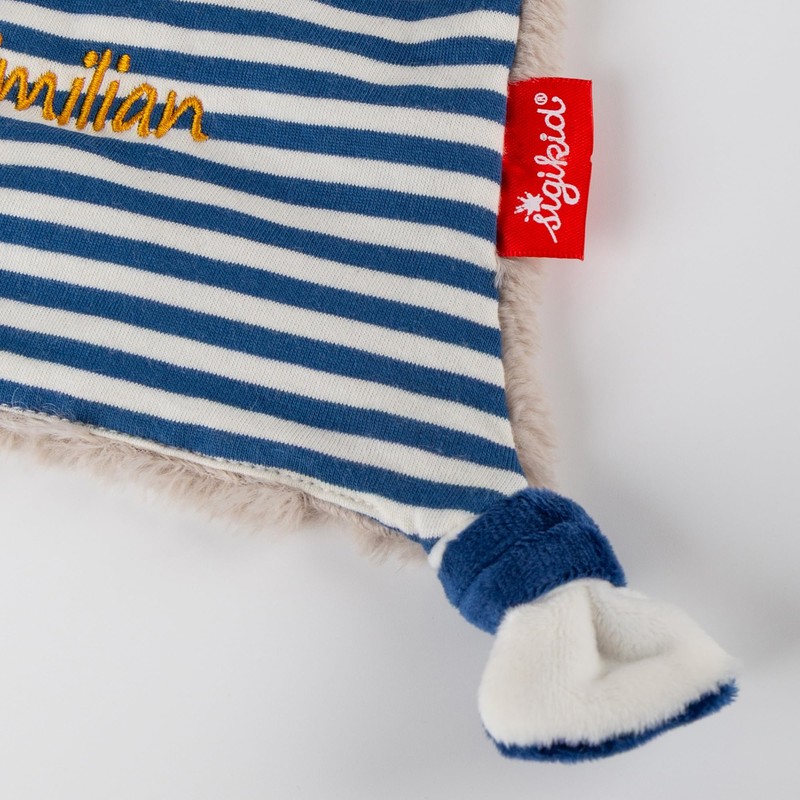 Sigikid Snuffle Blanket Raccoon with Embroidered Name Blue One Size