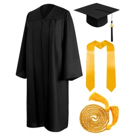 Defrsk Matte Graduation Cap and Gown 2024 Set with Tassel Honor Cord Graduation Stoles for High School College Bachelor 57