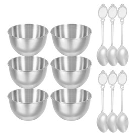 uxcell 6 Pcs 3.4 Inch Stainless Steel Sauce Dishes Kit, Seasoning Dishes and Spoons, Condiment Sauce Cups, Sushi Dipping Bowl Mixing Saucers Appetizer Bowls for Side Dish, Silver