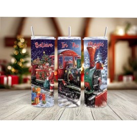 Unbranded Believe in the Magic  Christmas Insulated 20oz Skinny Travel Tumbler