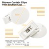 6 Packs Shower Curtain Clips with Suction Cup to Prevent