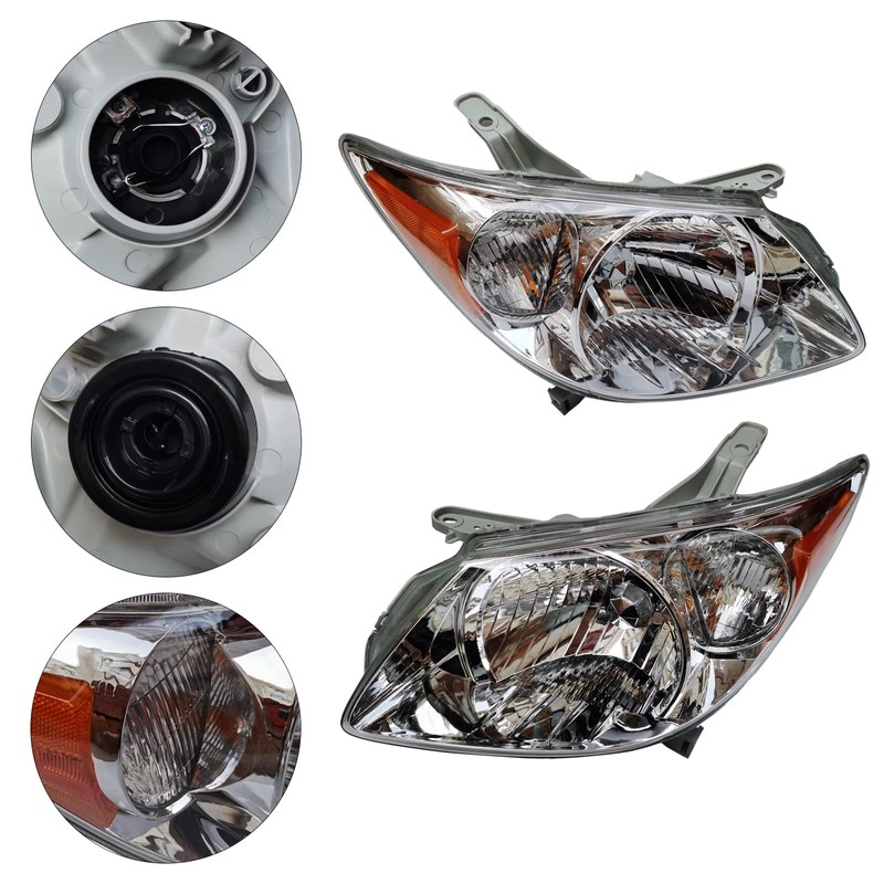 QUEWATSA Halogen Headlight Assembly Set for 2005-2008Pontiac Vibe Wagon,Headlamp Driver&Passenger