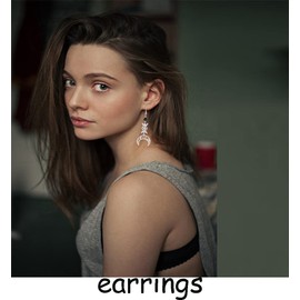 Triple Moon Goddess Pentagram Crescent Moon Pendant Earrings Amulet Wiccan Jewellery Stainless Steel Jewellery Gift Girl Woman, Stainless Steel