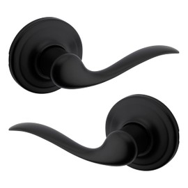 Weiser Toluca Matte Black Door Handle, Reversible Passage Lever, Interior Door Handles for Hall and Closet Door, Non-locking Hall/Closet Door Handles, Traditional Home Décor