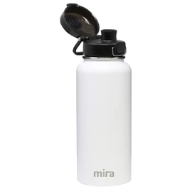 MIRA - Botella de agua de acero inoxidable – Termo de metal aislado al aspiradora mantiene el frío durante 24 horas, caliente durante 12 horas, sin BPA, tapa de boquilla de un solo toque, Blanco, 32 oz (960 ml, 1 qt)