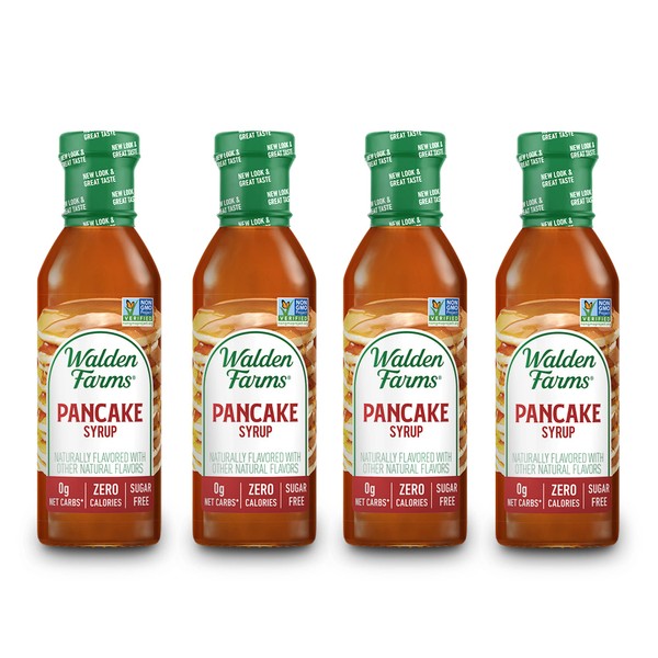 Walden Farms Pancake Syrup 12 oz. (Pack of 4) Sweet Syrup - Near Zero Fat, Sugar and Calorie - For Pancakes, Waffles, French Toast, Ice Cream, Desserts, Snacks, Appetizers and Many More
