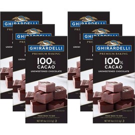 Ghirardelli Chocolate Baking Bar, 100% Cacao Unsweetened Chocolate, 4-Ounce Bars (Pack of 6)