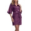 ANDOLLY Women's Short Satin Robes Pure Kimono Bride Bridesmaid Bathrobe