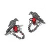 Gothic Black Crow Earrings for Women Red Rhinestone Raven Earring