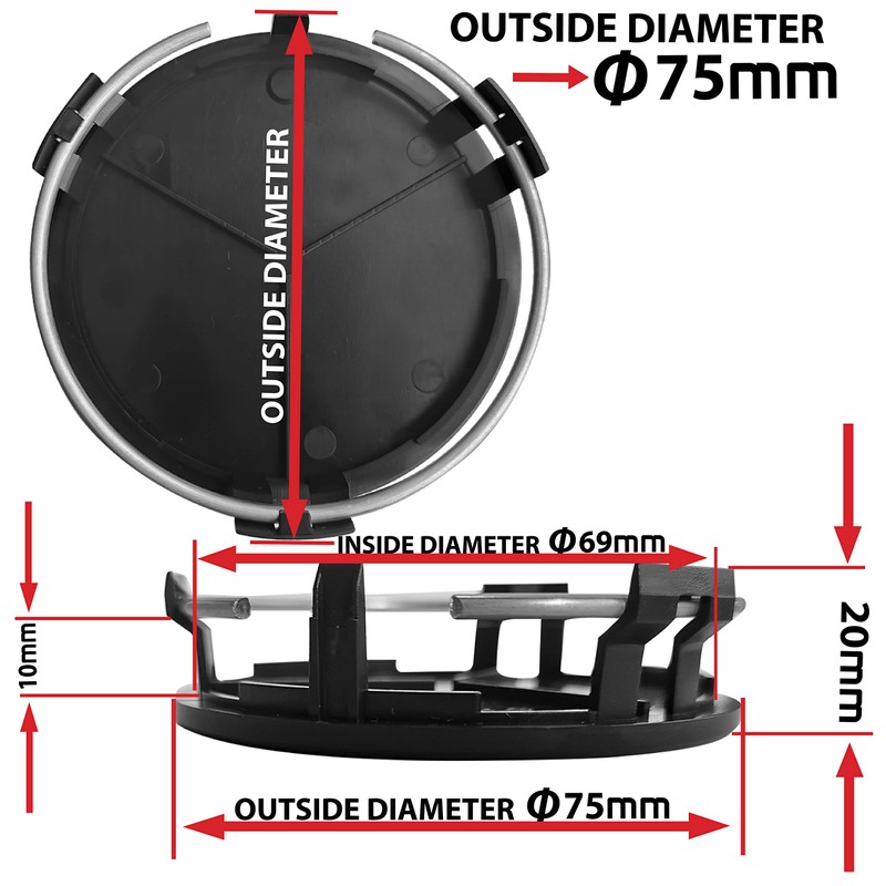 75mm Wheel Center Alloy Hub Caps Nut Cover Compatible with