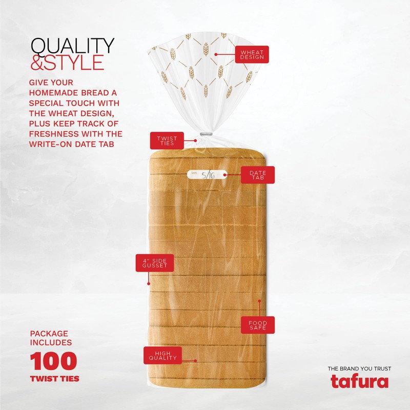 Bread Bags (100 Count) - Clear Plastic Bread Bags with