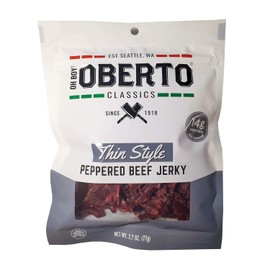 Oh Boy! Oberto Classics Thin Style Peppered Beef Jerky | 2.2 Ounce Per Bag (2)