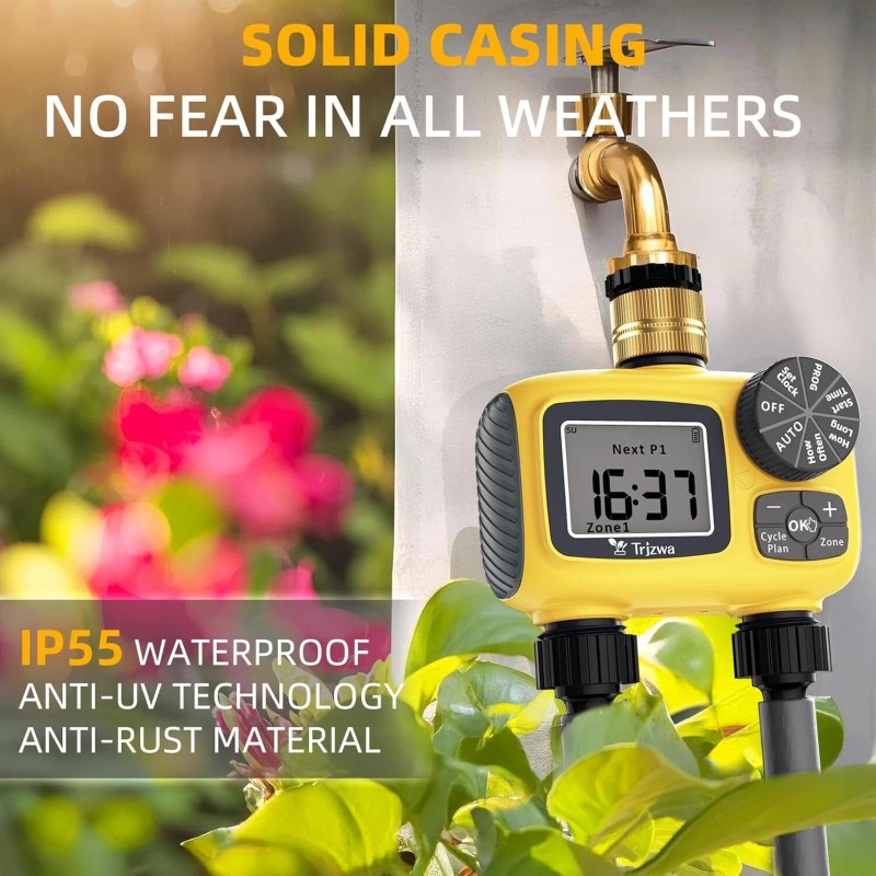 TRJZWA Sprinkler Timer Outdoor with Brass Swivel Water Timer for